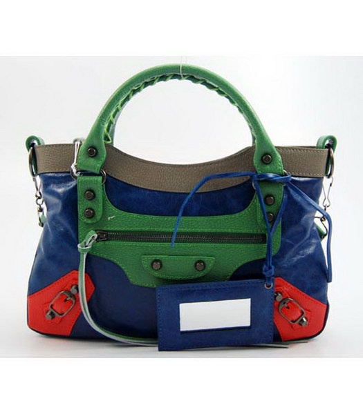 Balenciaga First Bag colorato in blu scuro in pelle